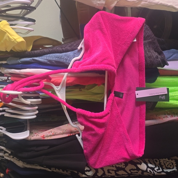 wild fable Other - NWT WILD FABLE HOT PINK FRENCH TERRY TRIANGLE BIKINI TOP SZ M